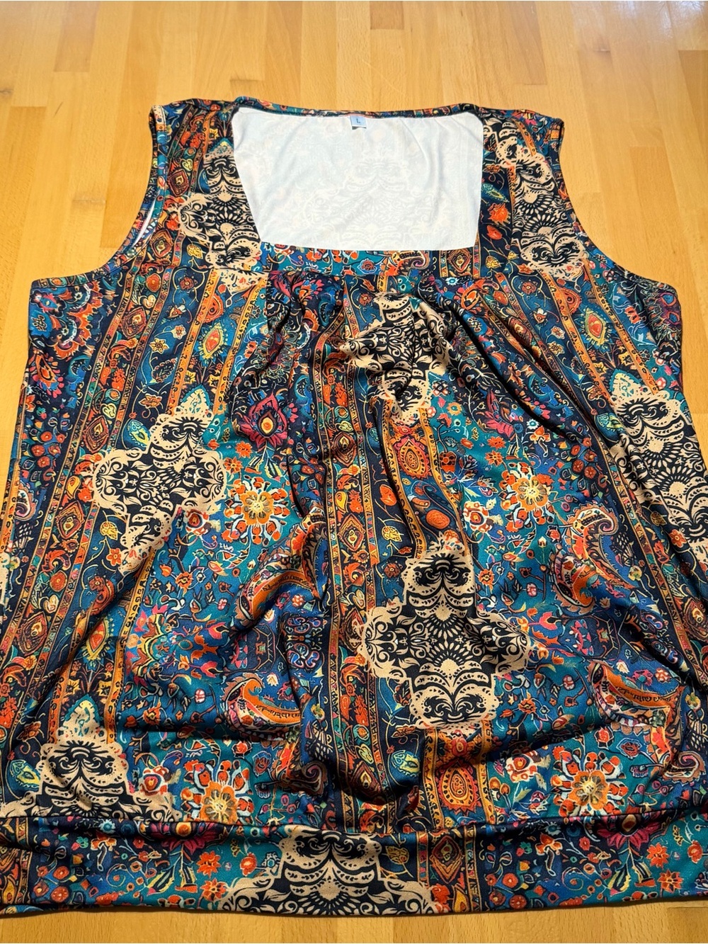 Bohemian Teal Floral Sleeveless Women's Top